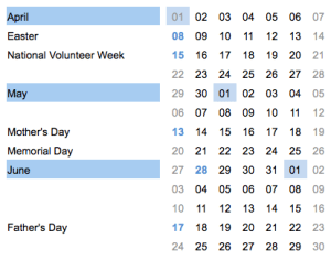 Detail from the Compact Calendar