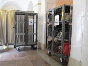 Security carts at the Dam, the royal palace in Amsterdam.