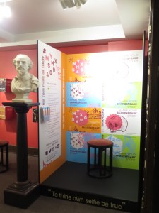 Photo booth at the exhibit that prohibits photography at the Folger Library.